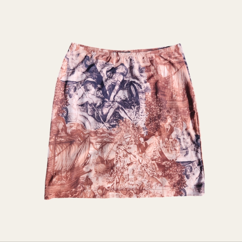 Vtg Y2K Renaissance Art Graphic Skirt !